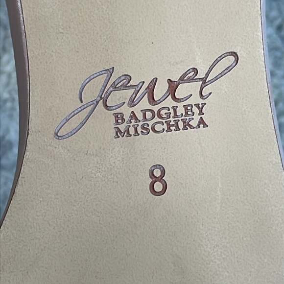 Jewel Badgley Mischka Catalina Block Heel Sandal Jewel Ankle Strap Satin Sz 8 - Picture 11 of 13